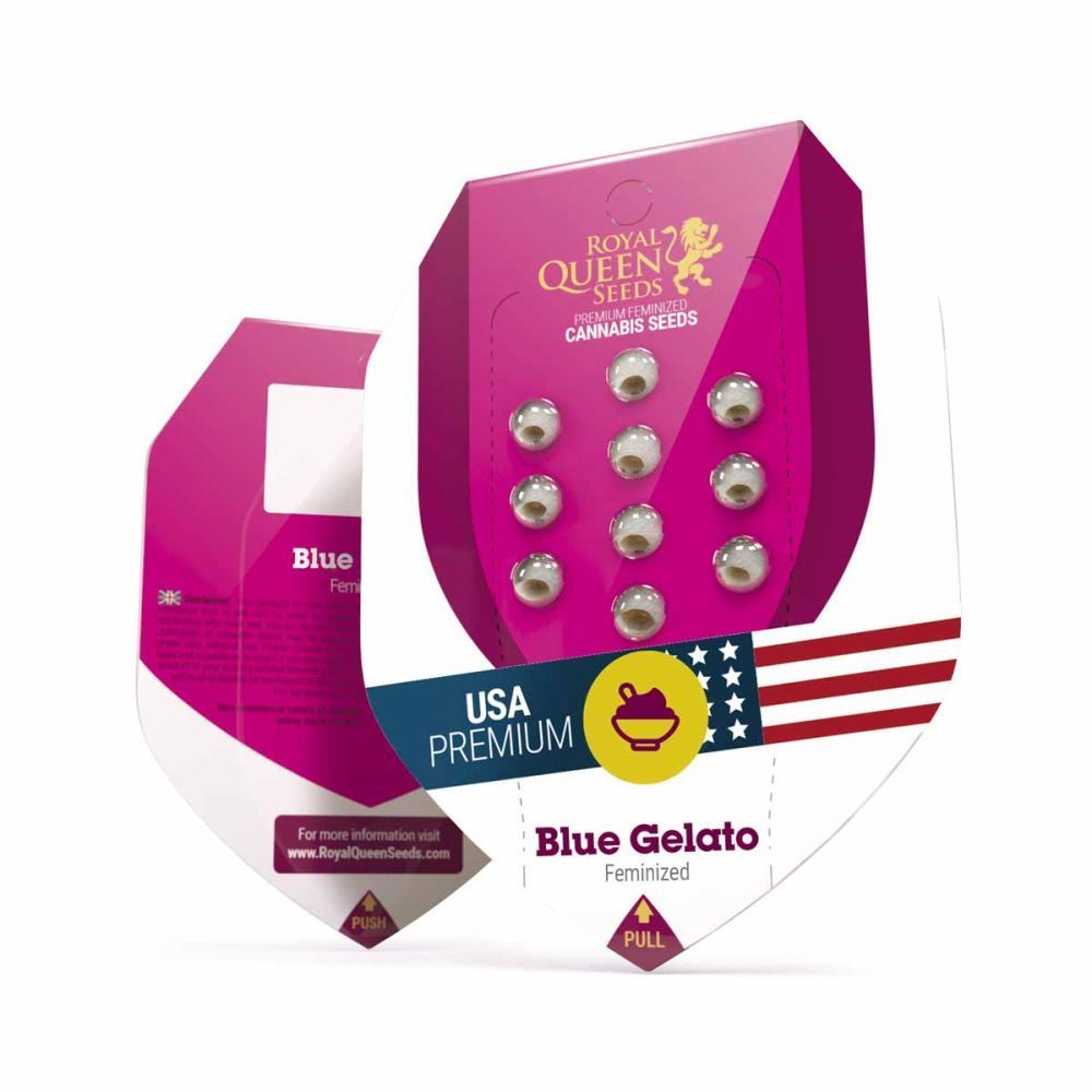 Royal Queen Seeds Blue Gelato feminisierte Hanfsamen Verpackung