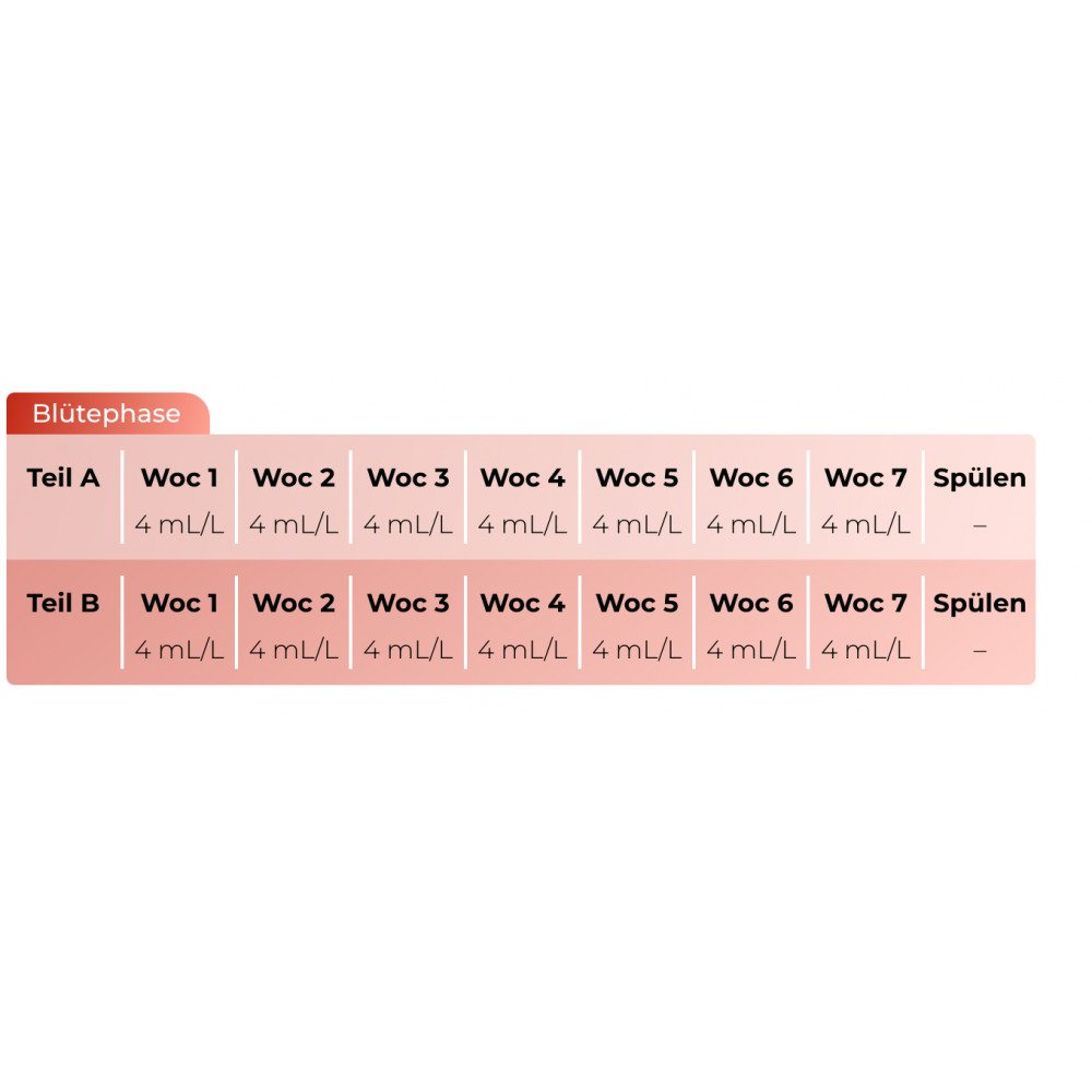 Sensi Bloom A+B Dünger Schema
